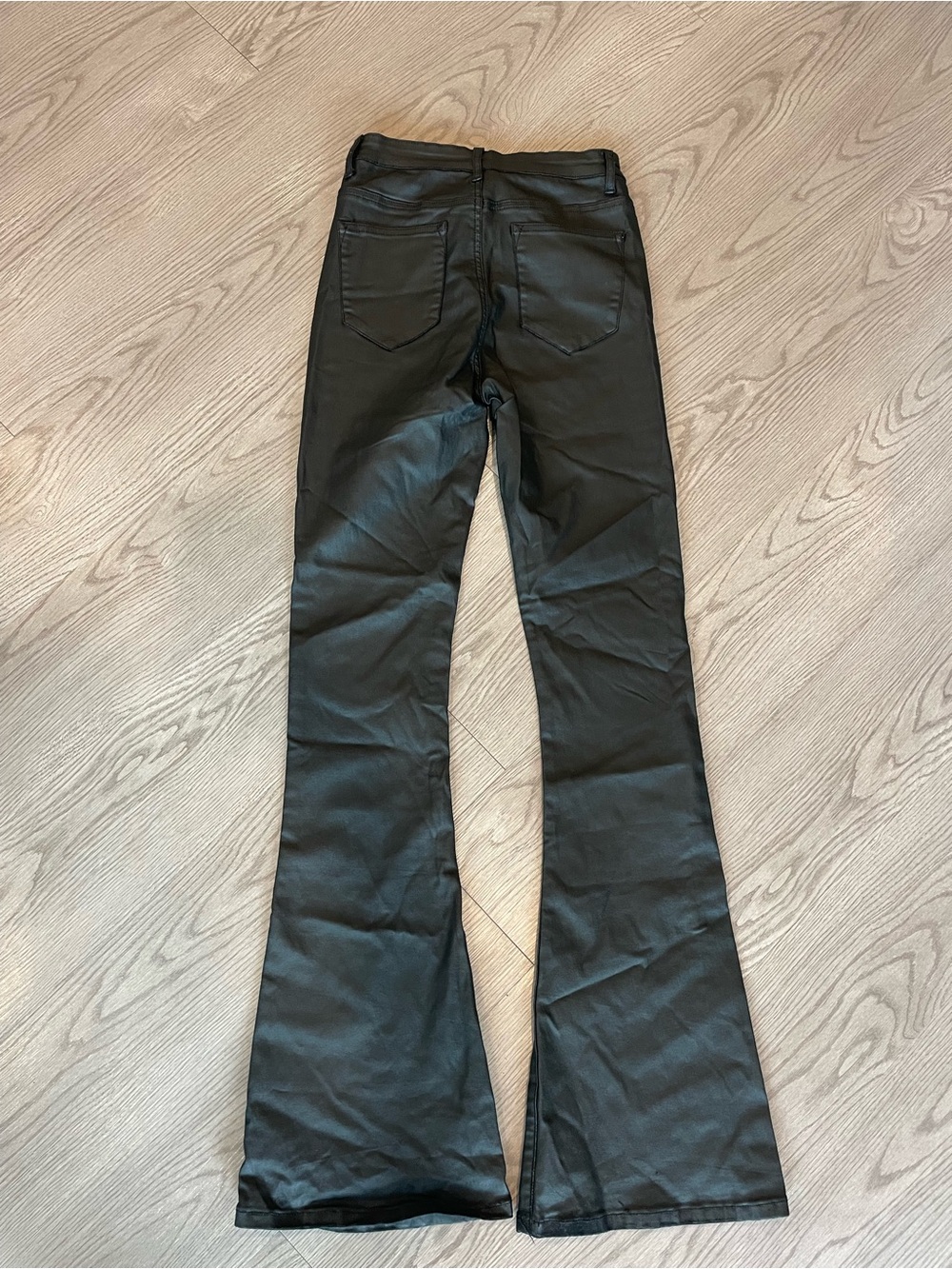 Edikted Black Coated Bootcut Pants